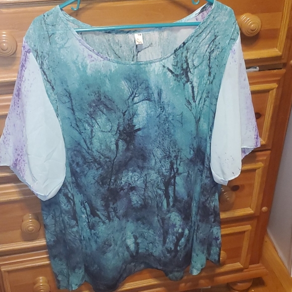 Tops - Blue-Green Dressy Blouse